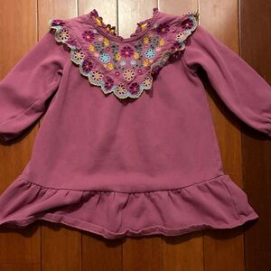 Mini Boden Pink Floral Embroidered Ruffle Dress